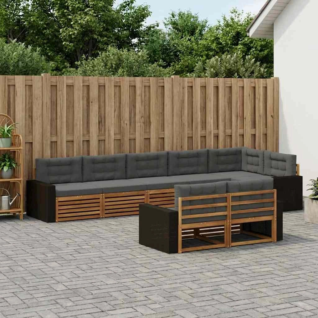 Set di divani da esterno 8 pz Naturale e Antracite 3383515
