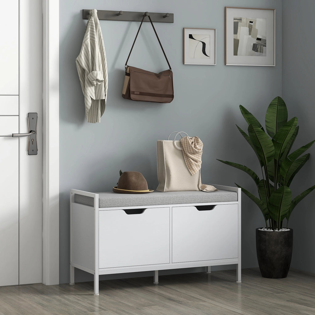 Scarpiera con panca e cuscino ¨C zephmum ¨C bianco 84x35x50 cm