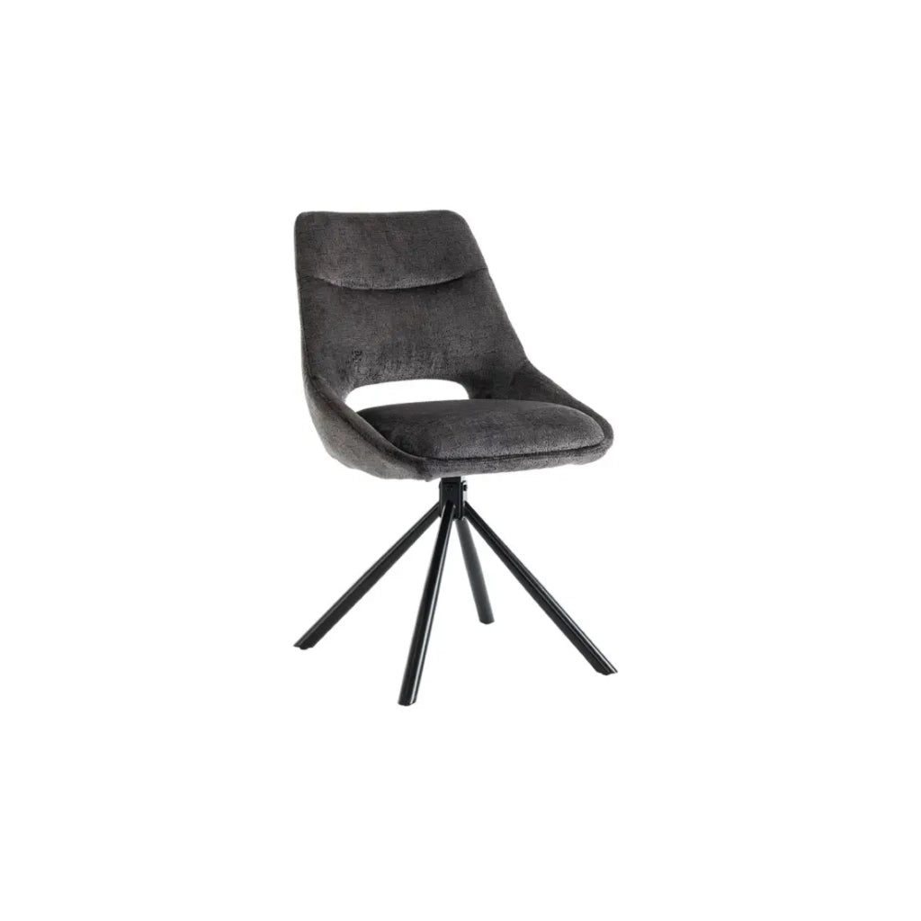 Set di 2 sedie YUMENA – Tessuto grigio – Gambe in metallo – Design compatto – Eleganza sobria e contemporanea
