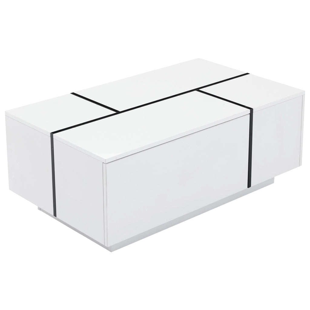 TAVOLINO DA CAFFÈ 100x60x40 cm Bianco/Nero in truciolato lucido