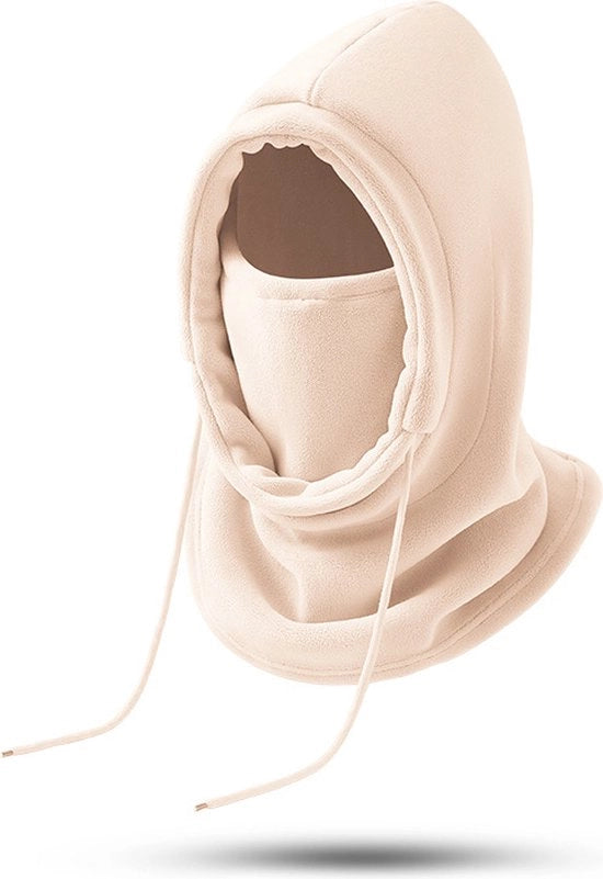 Muta per escursionismo invernale - protezione completa, impermeabile e calda - maschera per bicicletta da esterno, calda e protettiva - set di muta, maschera e guanto caldo a doppia pelle - misura del cappuccio 56-58cm - colore beige