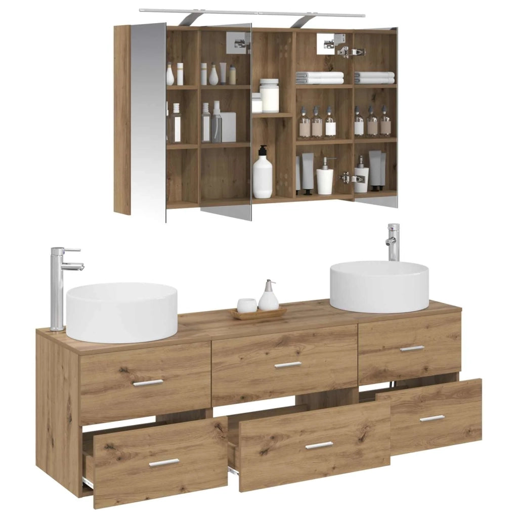 Set di mobili per il bagno 4 pcs Rovere Artigianale 3407062