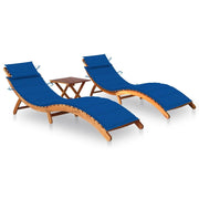 Set di 2 sdraio sedia a sdraio prendisole lettino da giardino terrazza arredamento da esterno con tavolo e cuscini in massello di acacia 02_0012105