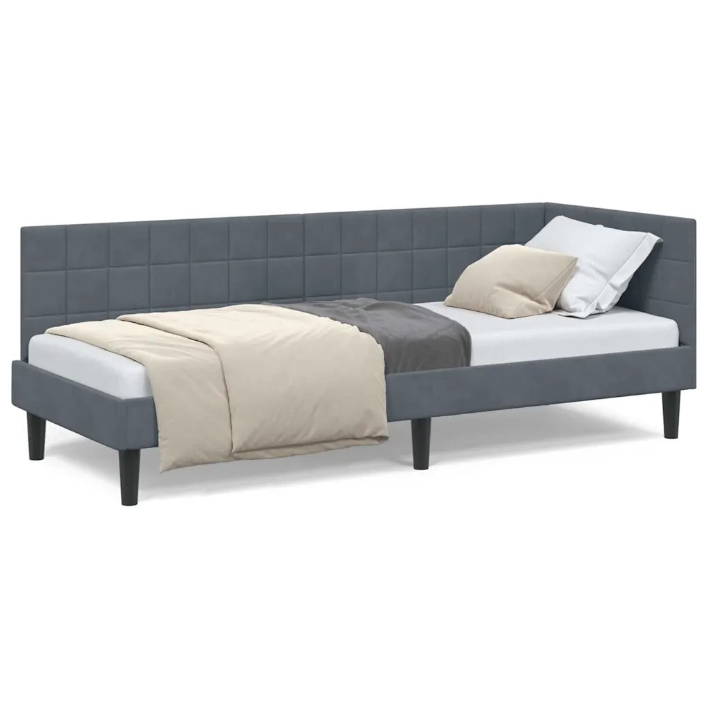 vidaXL Cornice del letto ad angolo Grigio scuro 80 x 200 cm Velluto