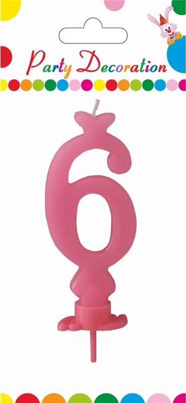 MAURY'S CANDELA PER COMPLEANNO NUMERO "6" ROSA