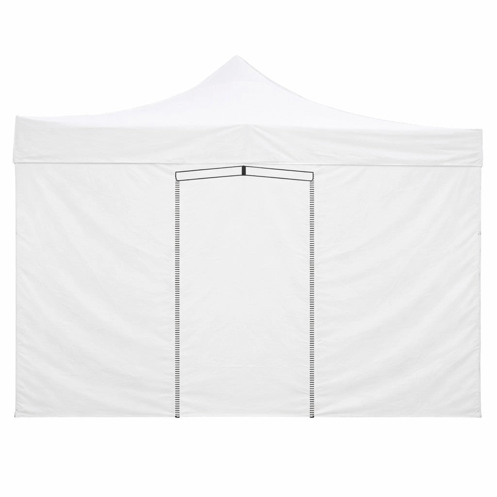 Telo laterale 3x2m bianco impermeabile con porta avvolgibile per gazebo richiudibile Market-Pro