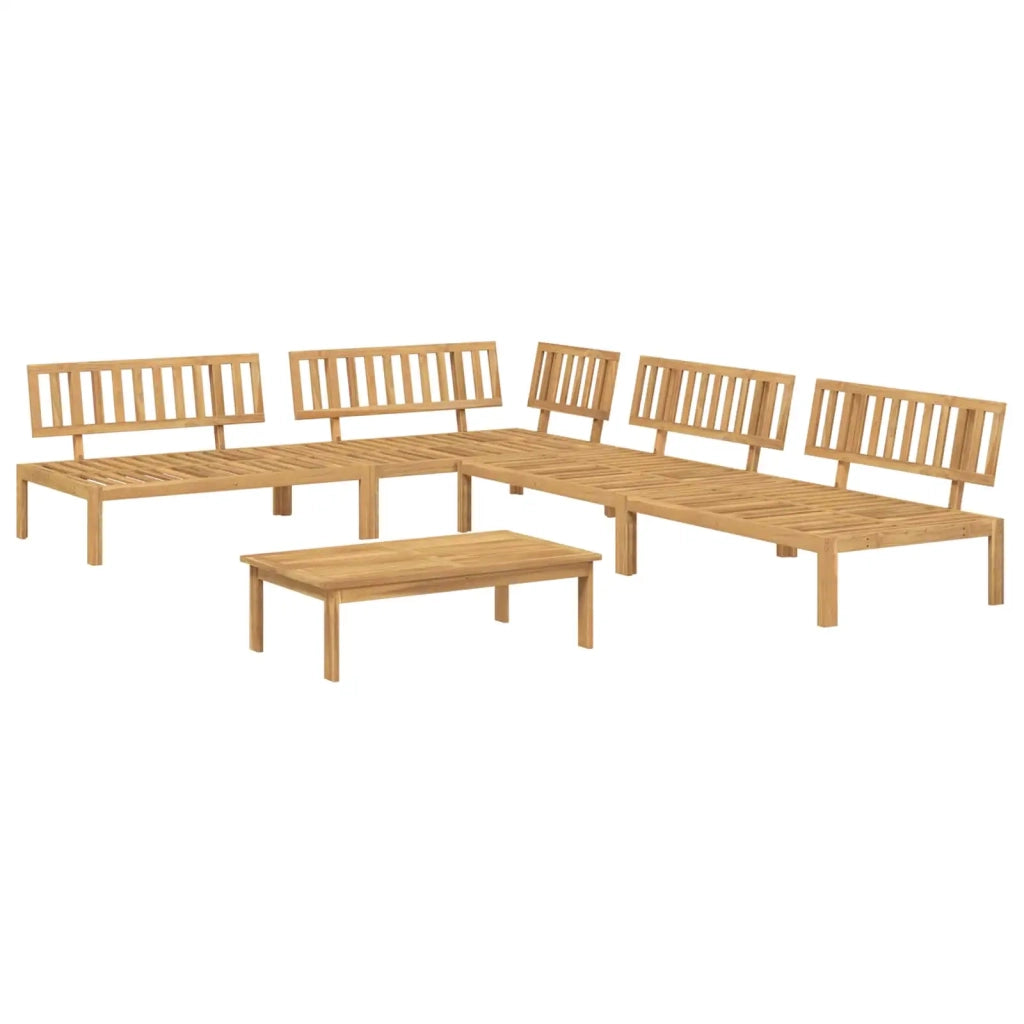 Set di divani con cuscino 5 pcs Beige Legno di Acacia Massello 3418337