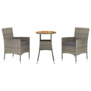 Set Bistr¨° da Giardino 3 pz | Set Salotto da Giardino con Cuscini in Polyrattan Grigio