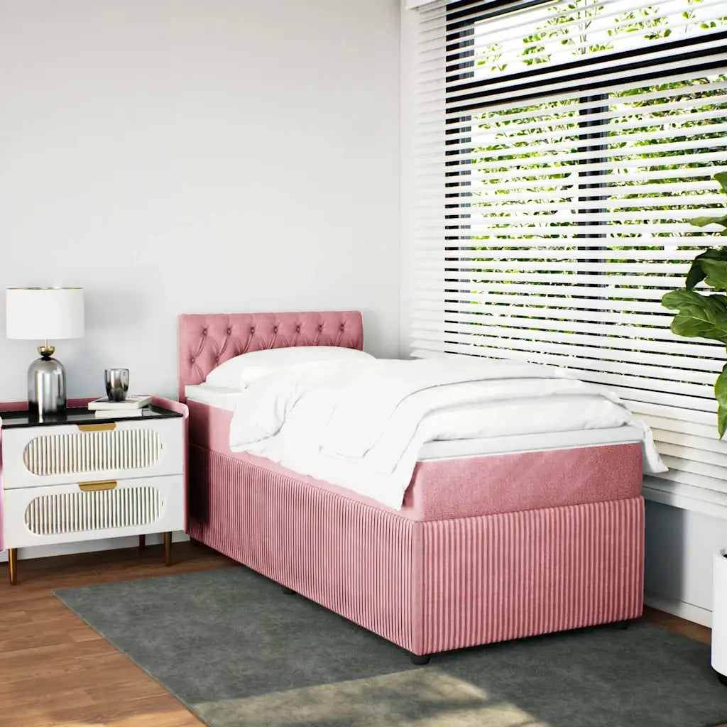 Giroletto a Molle con Materasso Rosa 100x200 cm in Velluto