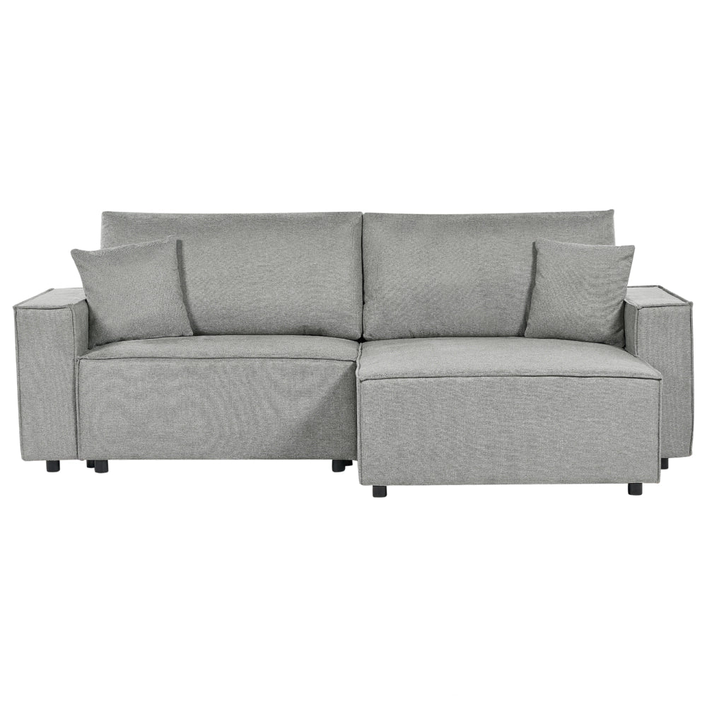 Divano letto angolare a sinistra Grigio Sinistro poliestere imbottito 3 posti a L con cuscini Funzione letto Stile moderno Soggiorno