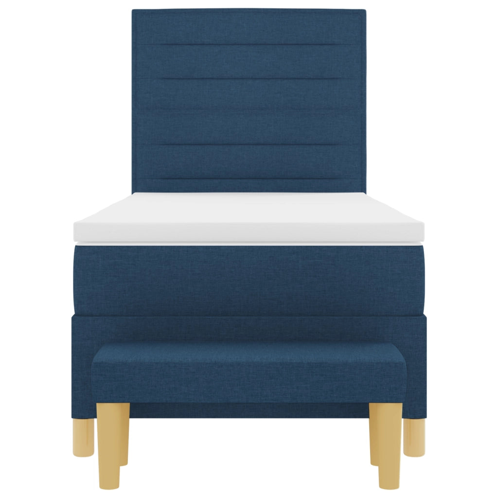 Letto Box Spring con Materasso e Panca Blu 100x200 cm Tessuto