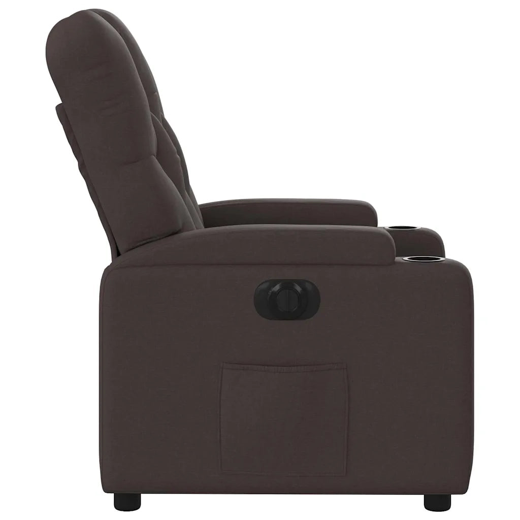 Poltrona | Sedia Relax Elettrica Reclinabile Marrone Scuro in Tessuto
