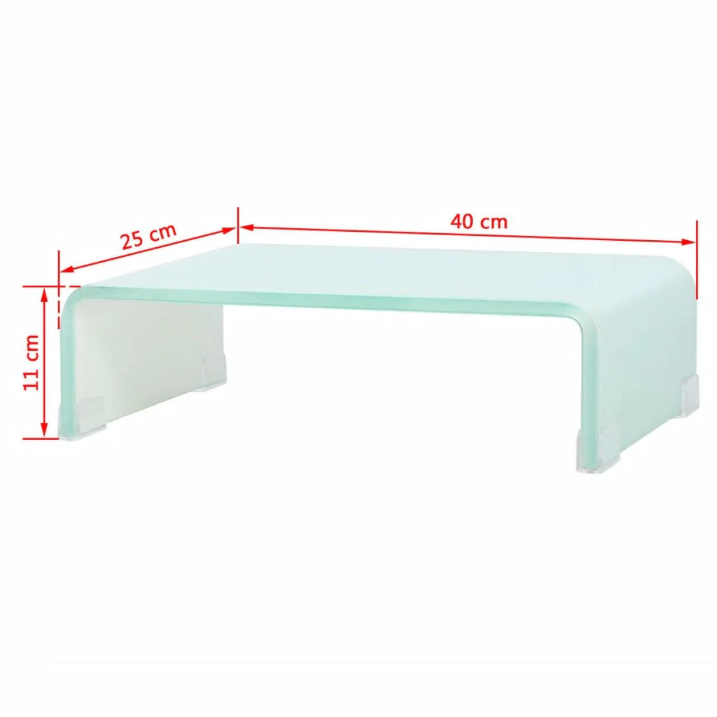 Pratico supporto TV/buffet/supporto per monitor di design per TV in vetro bianco da 40 cm 2502227