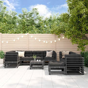 Set Divani da Giardino 10 pz con Cuscini Legno Massello Grigio 3186097