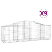 Set di 9 gabbioni ad arco per recinzione gabbia o muro di contenimento 200 x 50 x 60/80 cm ferro zincato argento 02_0041271