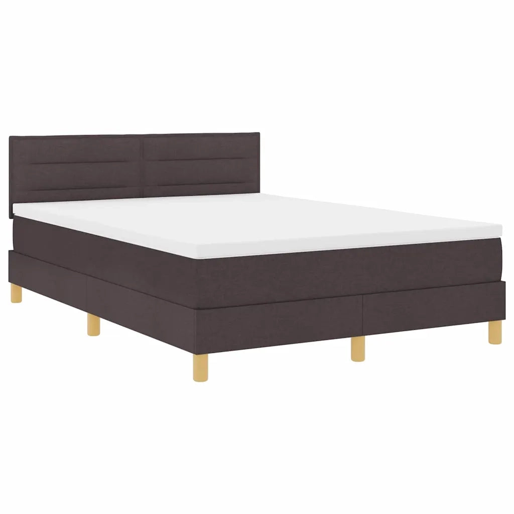 Letto a Sorgente LED Marrone Scuro 140 x 200 cm Tessuto 3342369