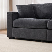 Divano 2 posti contenitore ¨C Minimal ¨C grigio scuro tessuto imbottito con cuscini 180cm