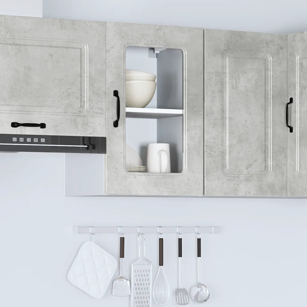 Pensile da Cucina con Porta in Vetro Kalmar Grigio Cemento 853531