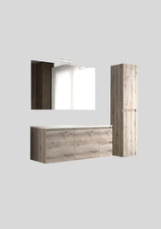 Mobile da Bagno Sospeso con Lavabo 100 cm e Specchio Bali Light 2+2 Rovere Naturale