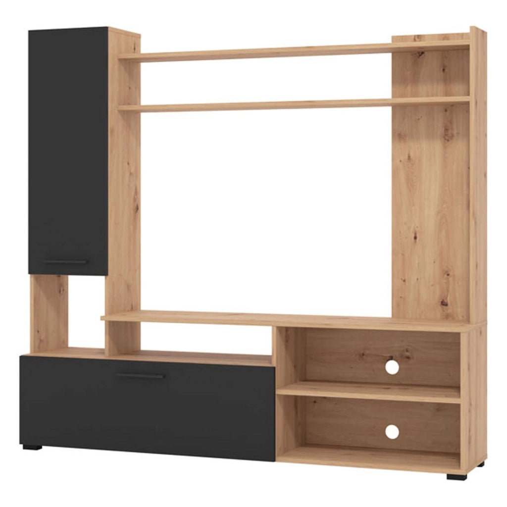 Mobile Soggiorno Chieve, Parete Attrezzata 8 Ripiani, 168.5x35x157h cm Nero