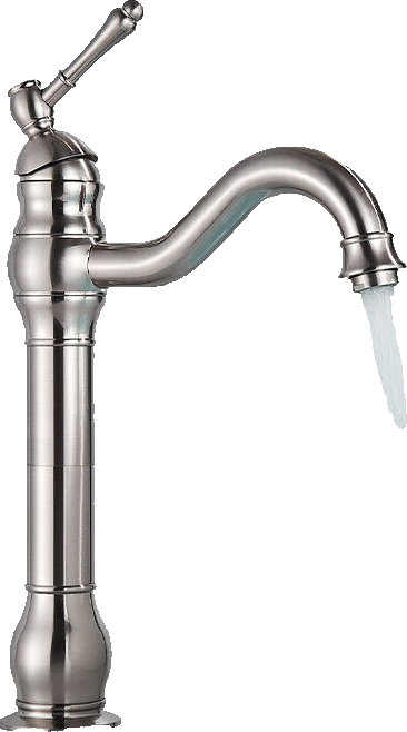 NALA | Rubinetto da bagno alto vintage Gastro in argento spazzolato |Retrò in acciaio inossidabile premium per lavabo alto | Miscelatore 2 connessioni