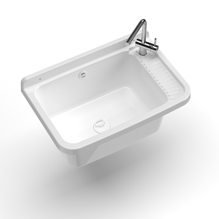 Lavatoio 60x40x25 cm Pilozzo a Parete in Resina Bianco