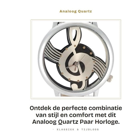 Orologio analogico a batteria - Cinturino in PU regolabile - Cassetta in alluminio - Disco a note musicale - Stile informale - Comodo comfort di portata - Orologio da polso