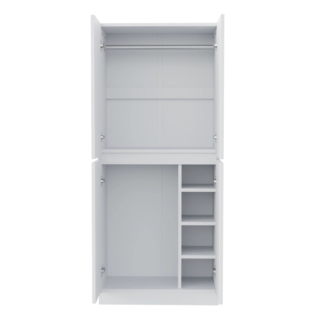 Armadio con doppia anta e vano inferiore per camera da letto in legno e metallo bianco 70 × 40 × 170 cm