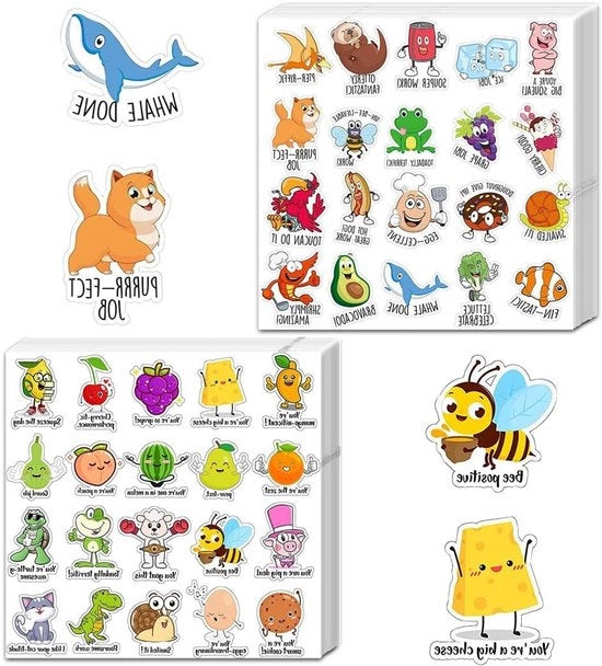 Set di Sticker da 30 - Motivazione con Ricompense di Cartoni Animati e Frutta - Per Insegnante e Alunno - Sticker di Incentivo per Casa e Scuola - Regalo di Compleanno