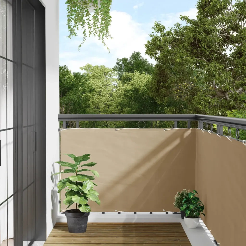 Schermo da balcone | Paravento da Balcone Beige 90x500 cm in Tessuto Oxford