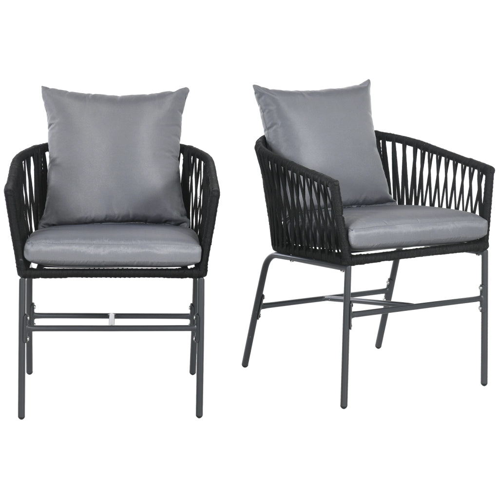 Set Sedie Giardino 2 Pezzi ¨C zephmum ¨C Tessuto Grigio, Metallo Nero