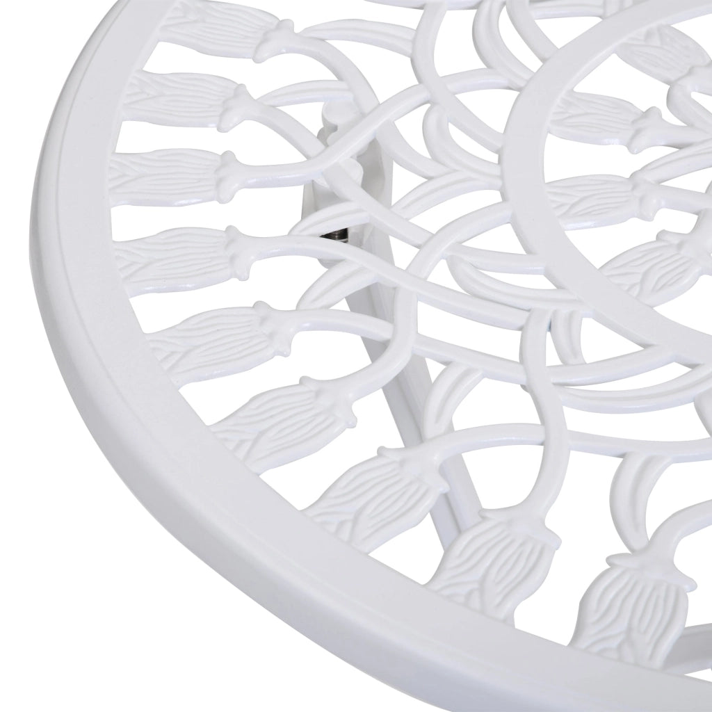 Set Tavolino e 2 Sedie da Giardino in Alluminio Bianco