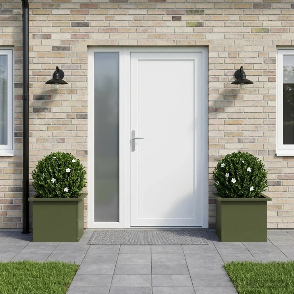 Fioriera da giardino con LED 2 pz Verde Oliva 30 x 40 x 30 cm 8008077