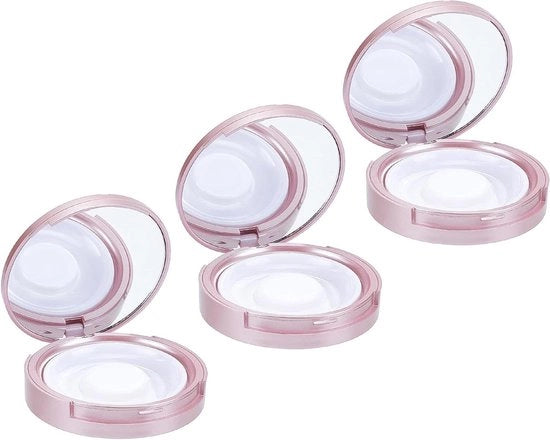 Set di 3 contenitori di conservazione rotondi per ciglia con specchio, borse da viaggio, contenitore cosmetico.