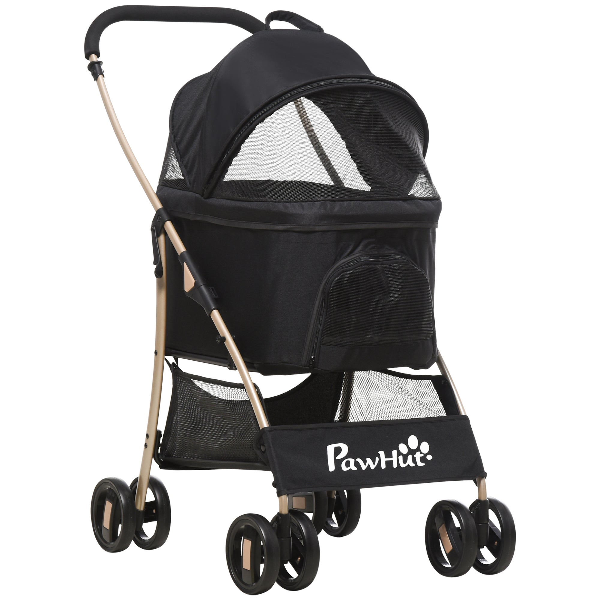 Passeggino per Cani Pieghevole 82x49,5x98 cm con Tettuccio Nero