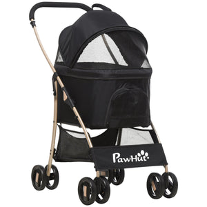 Passeggino per Cani Pieghevole 82x49,5x98 cm con Tettuccio Nero