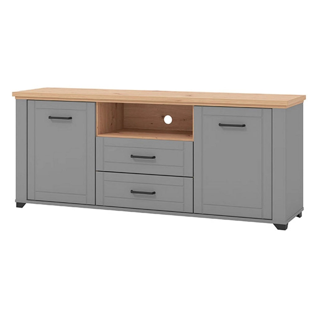 Rotondi, Mobile Porta tv 2 Cassetti, 161x41x66.5h cm Grigio Scuro