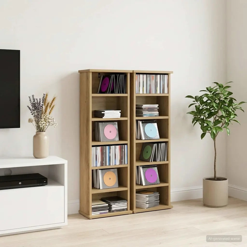 Mobile per CD 2 pz Rovere Artigianale 60 x 17 x 92 cm 8012761