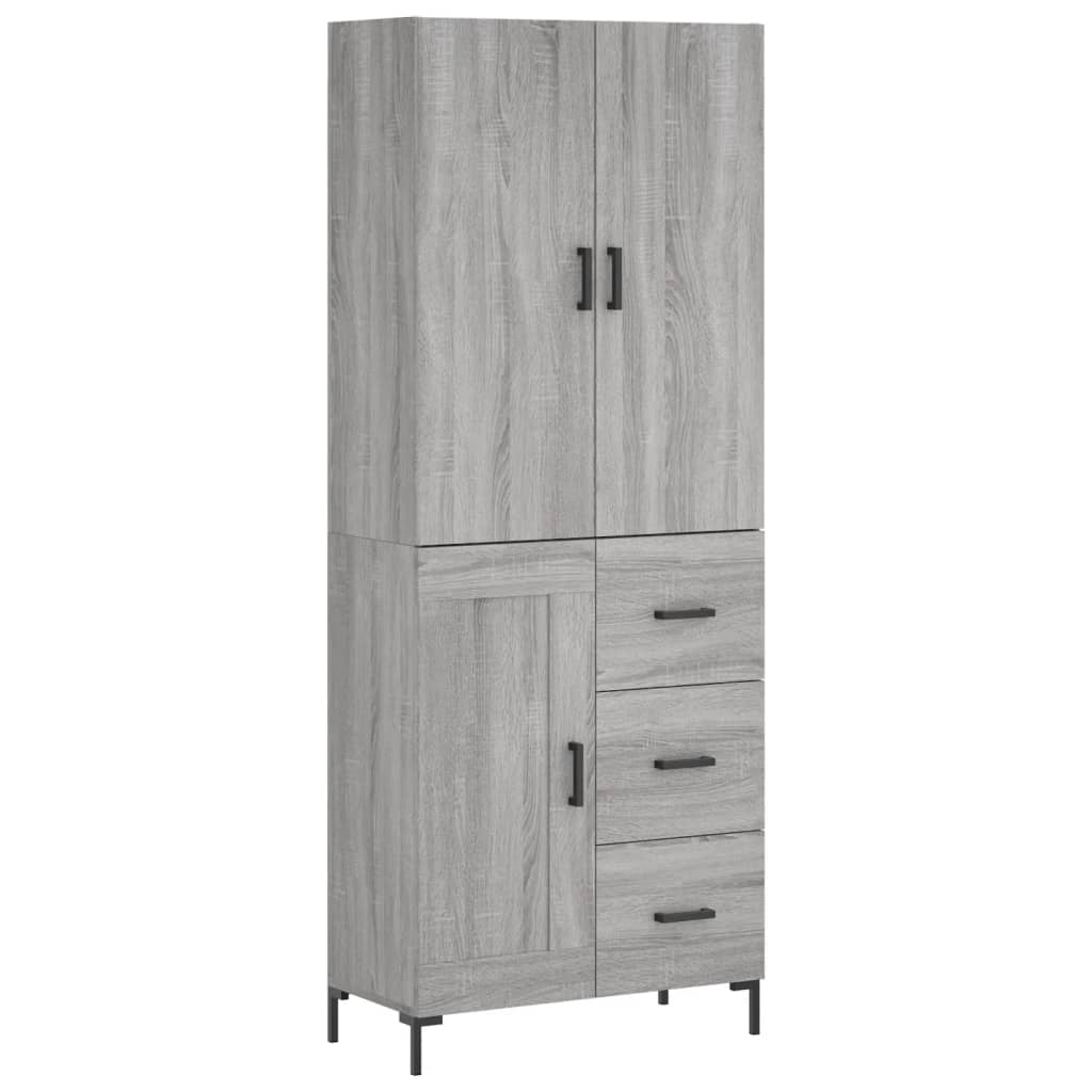 Buffet credenza cassettiera armadio mobile contenitore organizer cucina soggiorno salotto rovere Sonoma alto 69,5 x 34 x 180 cm legno ingegnerizzato grigio 02_0035574