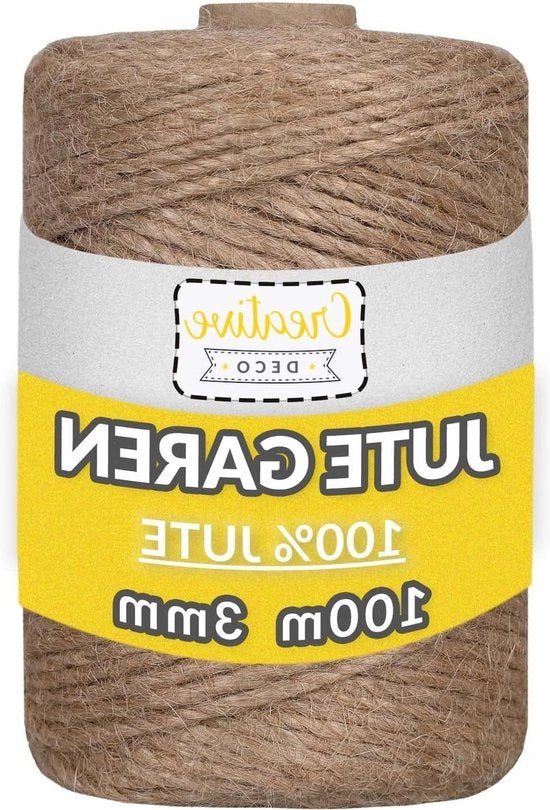 Corda di Juta Naturale da 100m | 328 cm | 2-3 mm di Diametro - 3 Strati - Nastro di Juta da Raccordo - Marrone Resistente - Decorazione Florale - Lavorazione Artigianale - Imballaggio e Riciclaggio