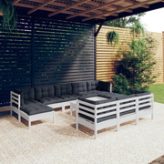 Set Divani da Giardino 11 pz con Cuscini Bianchi Legno di Pino cod mxl 44746