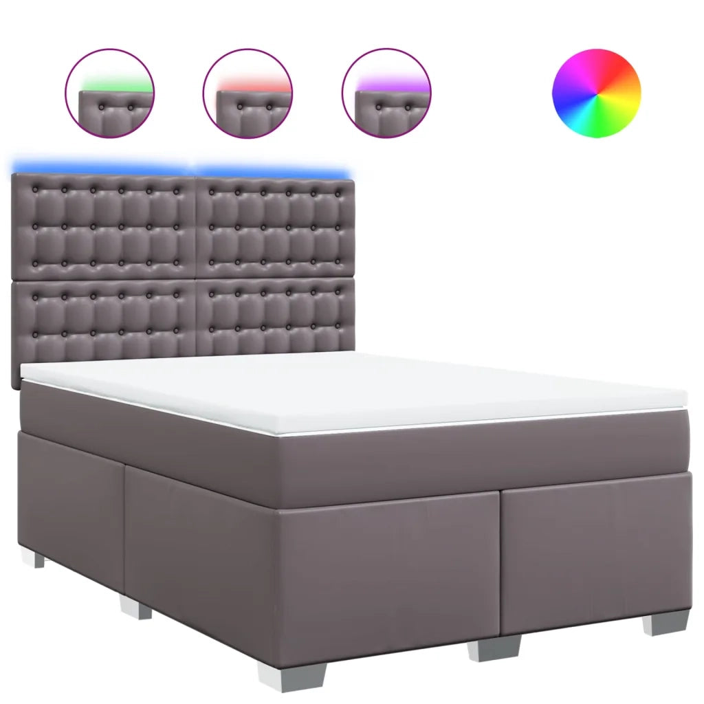 vidaXL Giroletto a Molle con Materasso Grigio 160x200 cm in Similpelle