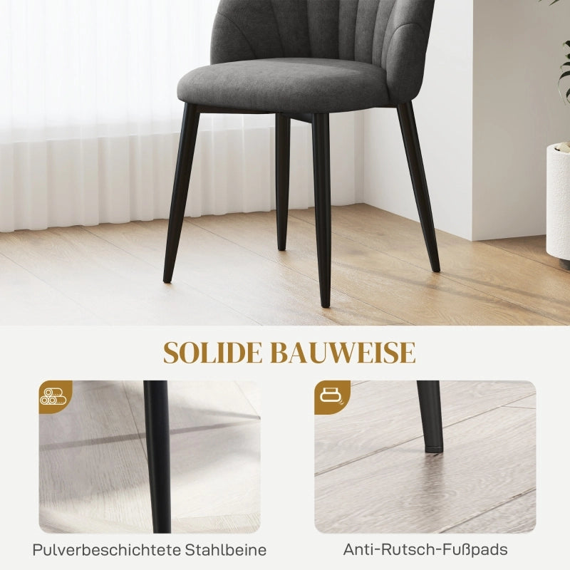Sedie da pranzo set da 4 senza braccioli con schienale ergonomico e gambe in acciaio grigio scuro 52 × 54 × 79 cm