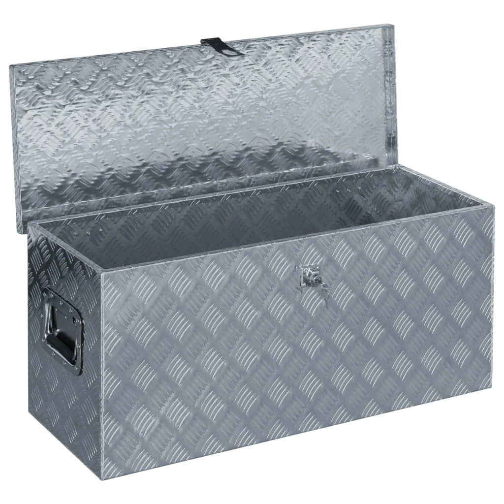 Cassetta portautensili in alluminio custodia portaoggetti cassetta portautensili 90,5 cm argento 02_0003211