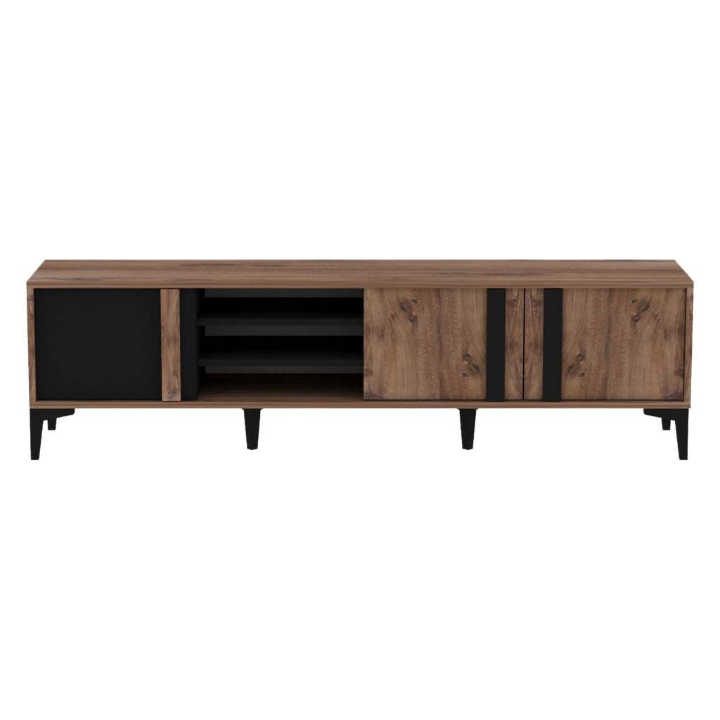 Gruaro, Mobile Porta tv 2 Ripiani, 180x40x50h cm Marrone Rovere