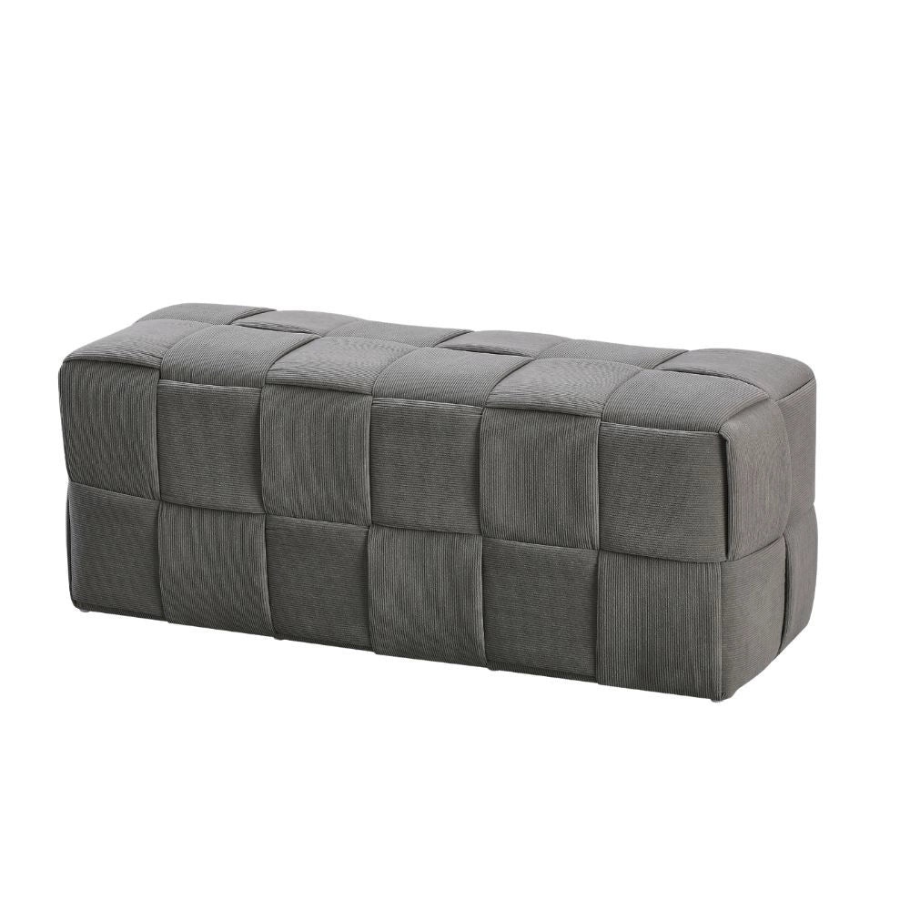 Pouf rettangolare colore grigio effetto intrecciato Den 104x39x39H