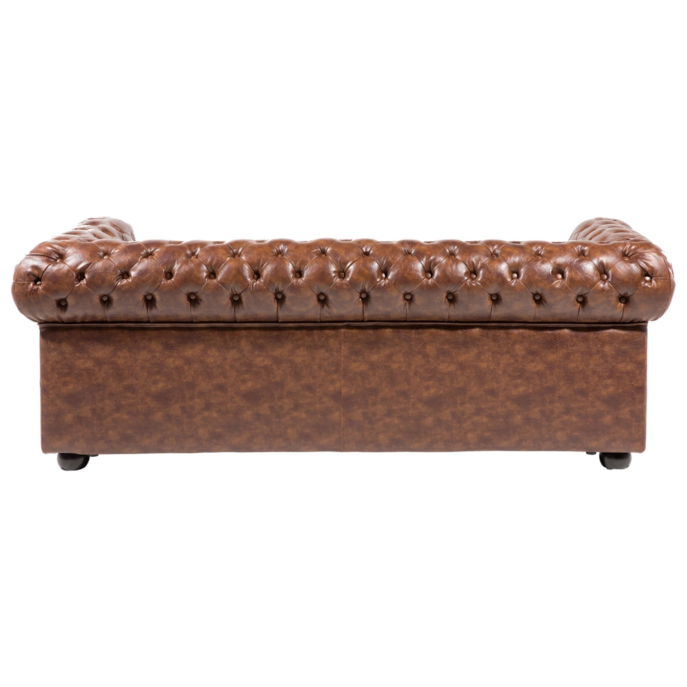 Divano Chesterfield Marrone Ecopelle Gambe Nere 3 Posti in stile moderno