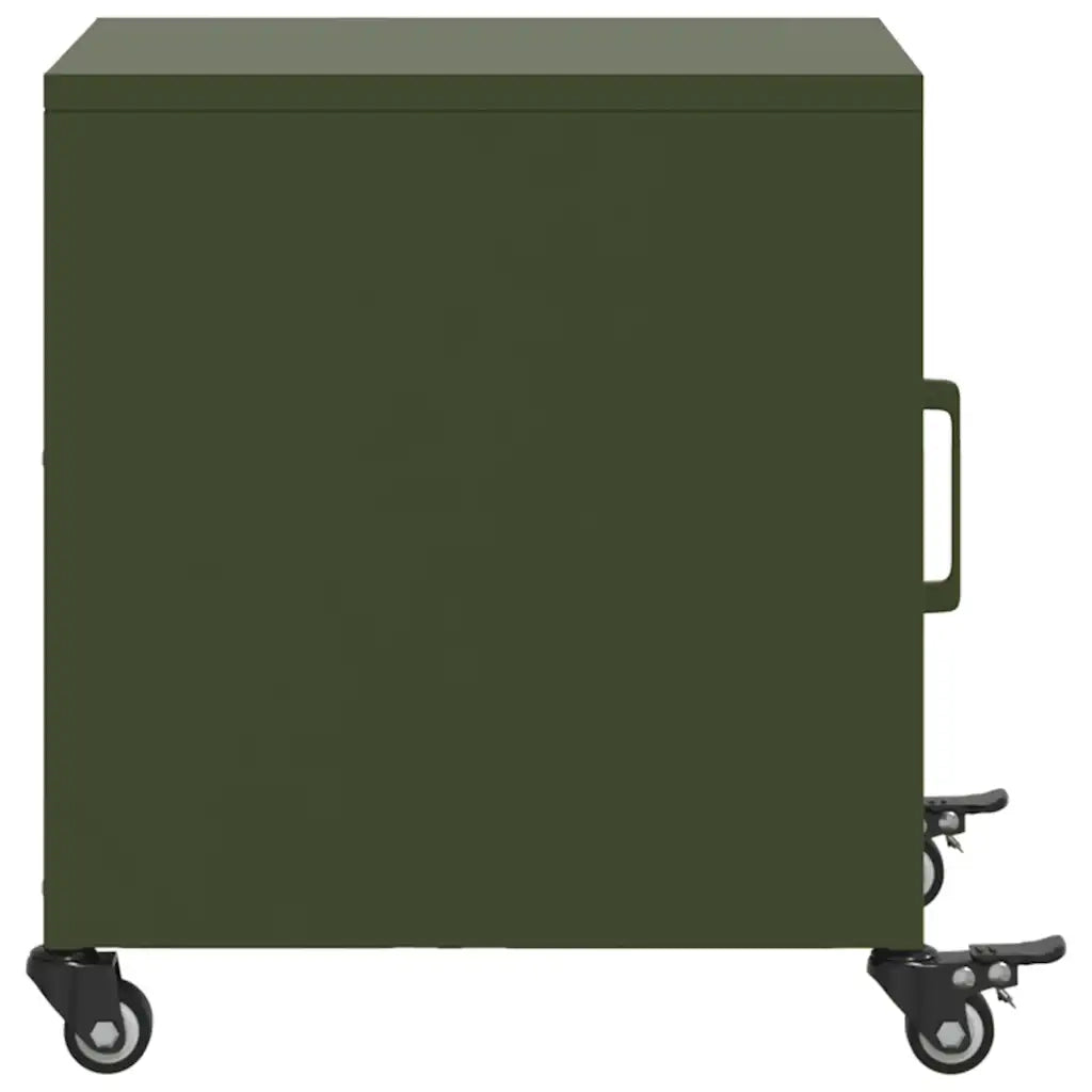 Set di 2 Comodini | Armadio da Notte | Mobiletto da notte Verde Oliva 36x39x43,5 cm in Acciaio