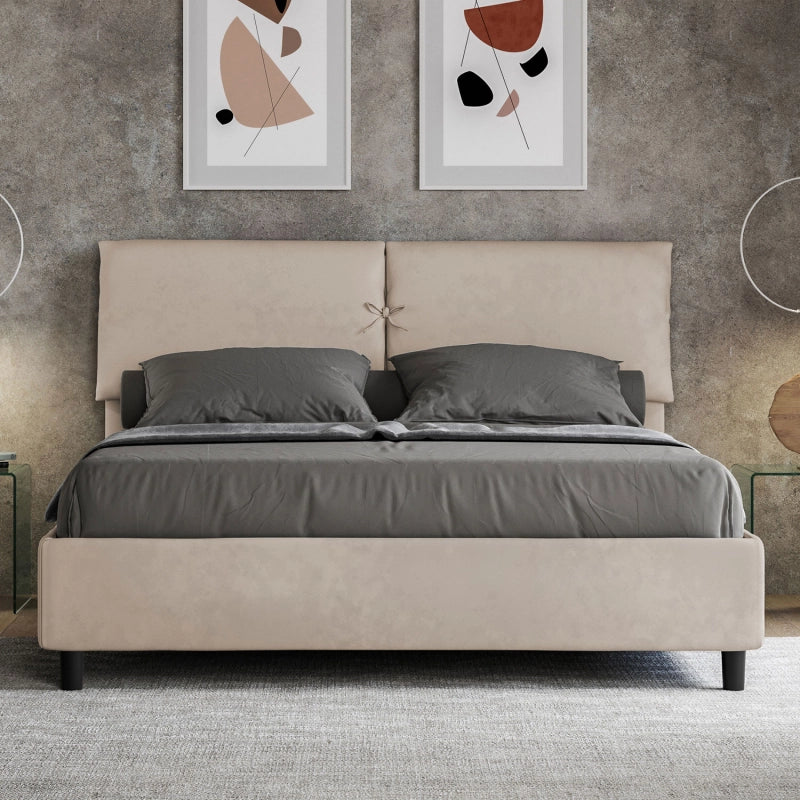 Letto imbottito Matrimoniale 160x210 cm Mados - Senza rete,Microfibra,Sabbia