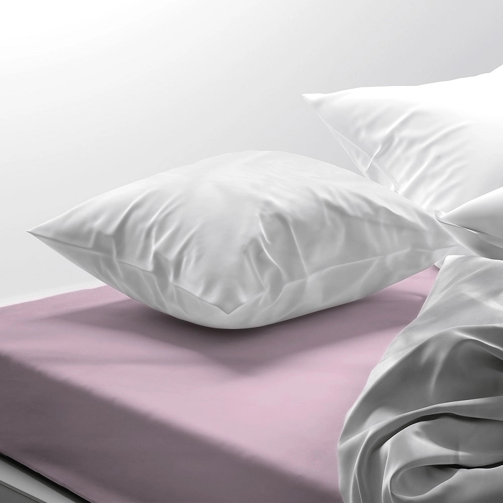 Lenzuolo letto sotto con angoli 100% puro cotone Made in Italy tinta unita Rosa - 1 Piazza e mezza